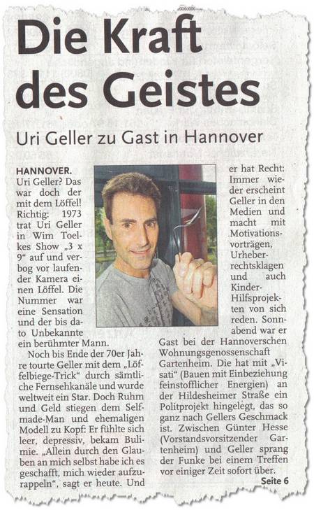 Die Kraft des Geistes - Uri Geller zu Gast in Hannover