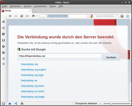 Screenshot ohne Proxy-Server